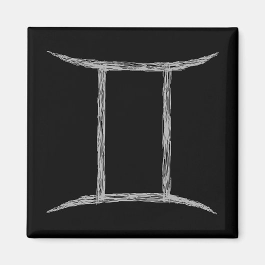 Gemini. Zodiac Astrology Sign. Black. Magneet (Voorkant)