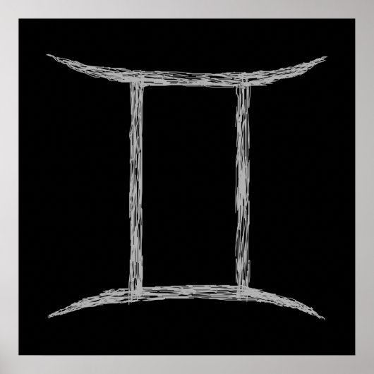 Gemini. Zodiac Astrology Sign. Black. Poster (Voorkant)