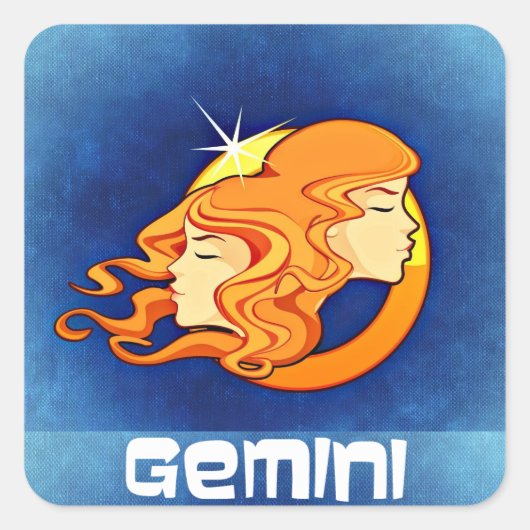 Gemini Zodiac Astrology Symbol Vierkante Sticker (Voorkant)