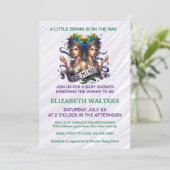 Gemini Zodiac Baby Shower Lavender and Green Kaart (Staand voorkant)