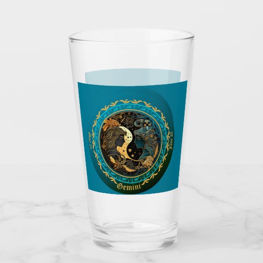 Gemini Zodiac  Bier Glas (Voorkant)