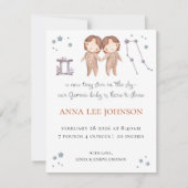 Gemini Zodiac Birth Announcement Feestdagenkaart (Voorkant)