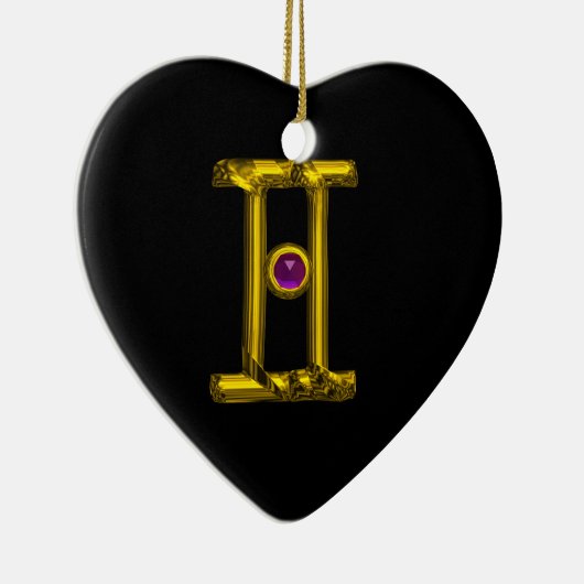 GEMINI ZODIAC BIRTHDAY JEWEL Paarse Alexandriet Keramisch Ornament (Rechts)