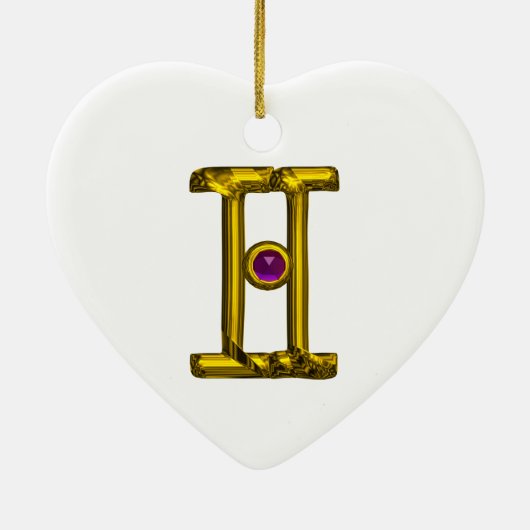 GEMINI ZODIAC BIRTHDAY JEWEL Paarse Alexandriet Keramisch Ornament (Achterkant)