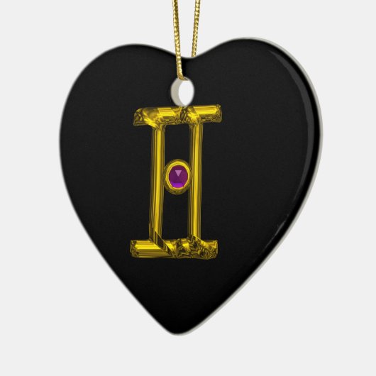 GEMINI ZODIAC BIRTHDAY JEWEL Paarse Alexandriet Keramisch Ornament (Links)