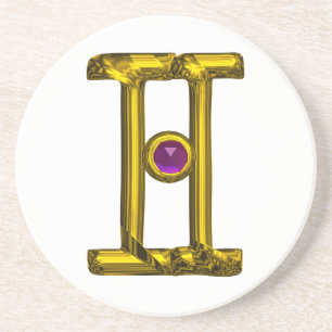 GEMINI ZODIAC BIRTHDAY JEWEL Paarse Alexandriet Zandsteen Onderzetter