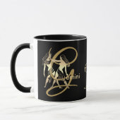 Gemini ♊ Zodiac Birthday Sign/Black en Gold Mok (Links)