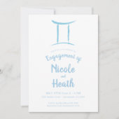 GEMINI Zodiac Blue Astrology May June Verloving Kaart (Voorkant)