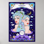 Gemini Zodiac Blue Poster - Veelzijdig en luchtig (Voorkant)