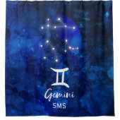Gemini Zodiac Constellation Blue Galaxy Monogram Douchegordijn (Voorkant)