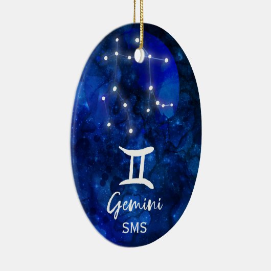 Gemini Zodiac Constellation Blue Galaxy Monogram Keramisch Ornament (Rechts)