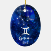 Gemini Zodiac Constellation Blue Galaxy Monogram Keramisch Ornament (Voorkant)