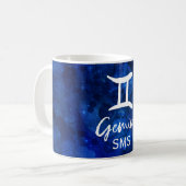 Gemini Zodiac Constellation Blue Galaxy Monogram Koffiemok (Voorkant links)