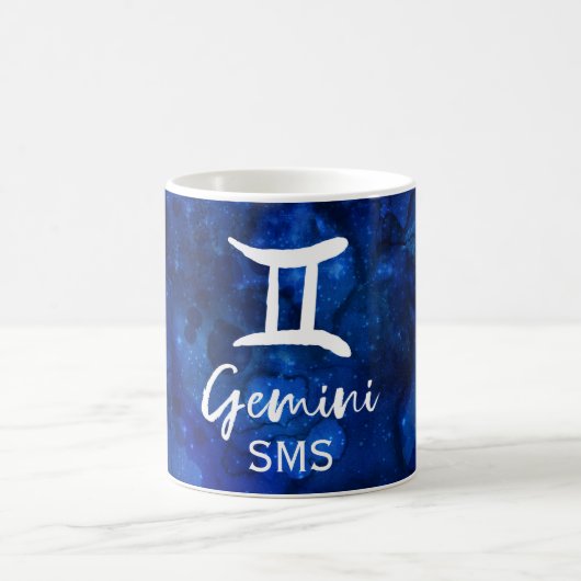 Gemini Zodiac Constellation Blue Galaxy Monogram Koffiemok (Center)