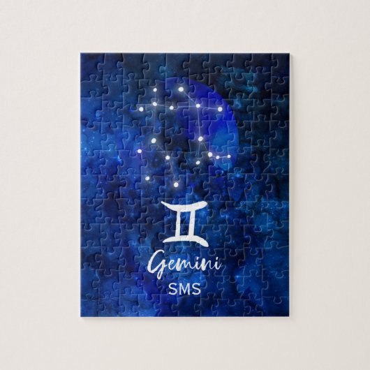 Gemini Zodiac Constellation Blue Galaxy Monogram Legpuzzel (Verticaal)