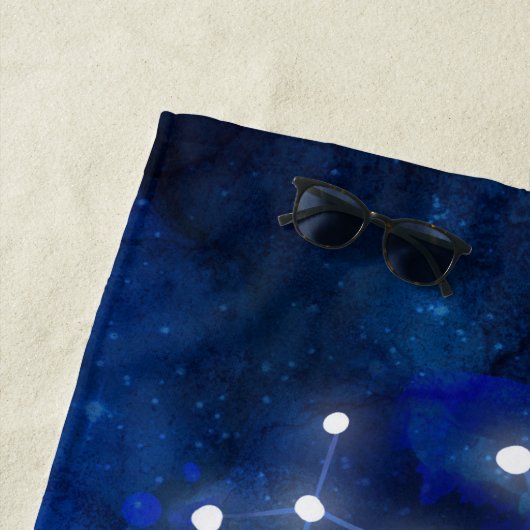 Gemini Zodiac Constellation Blue Galaxy Monogram Strandlaken (In situ)