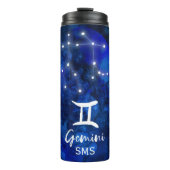 Gemini Zodiac Constellation Blue Galaxy Monogram Thermosbeker (Voorkant)