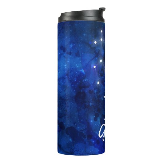 Gemini Zodiac Constellation Blue Galaxy Monogram Thermosbeker (Gedraaid links)