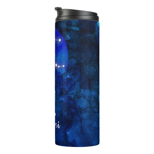 Gemini Zodiac Constellation Blue Galaxy Monogram Thermosbeker (Geroteerd rechts)