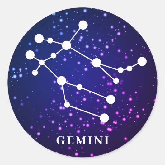 Gemini Zodiac Constellation Design Ronde Sticker (Voorkant)