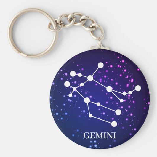 Gemini Zodiac Constellation Design Sleutelhanger (Voorkant)