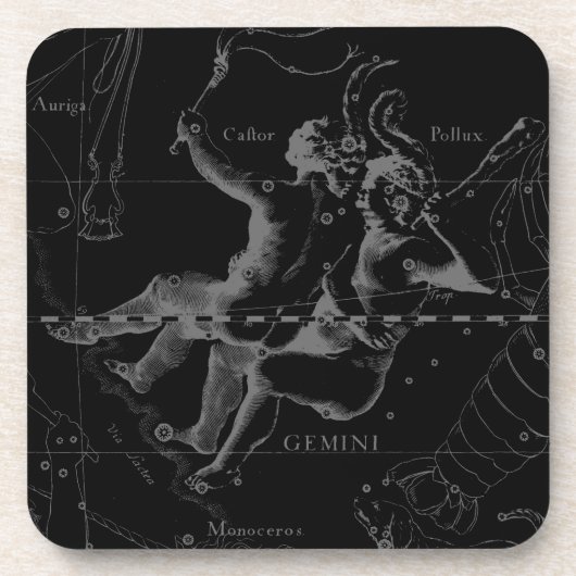 Gemini Zodiac Constellation Hevelius 1690 Bier Onderzetter (Voorkant)