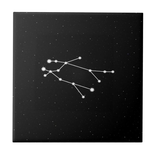 Gemini Zodiac Constellation Modern Black & White Tegeltje (Voorkant)