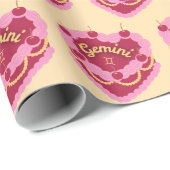 Gemini Zodiac Coquette Hart Verjaardagstaart Cadeaupapier (Rol Hoek)