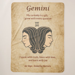 Gemini Zodiac Design met Affirmaties voor een Nieu Sherpa Deken