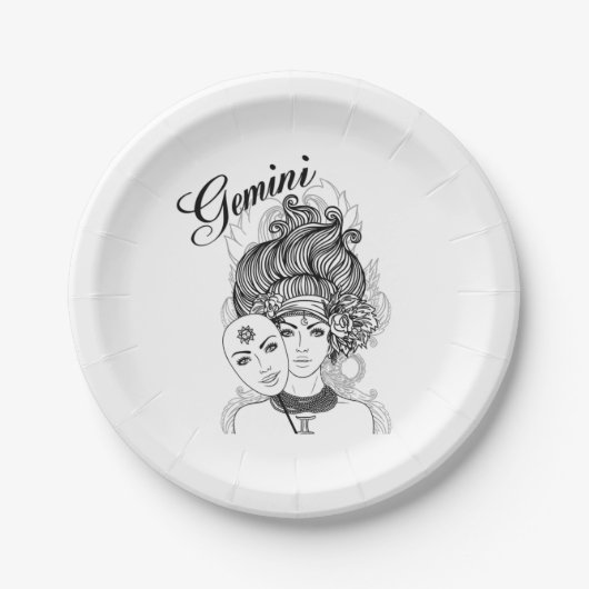 Gemini Zodiac Design Papieren Bordje (Voorkant)