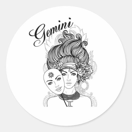 Gemini Zodiac Design Ronde Sticker (Voorkant)