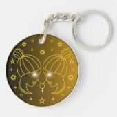 Gemini Zodiac Emblem | Minimal Celestial Symbol Sleutelhanger (Achterkant)