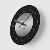 Gemini Zodiac-Faux, geborsteld zilver/zwart Ronde Klok (Hoek)