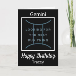 Gemini Zodiac Fun Quote in Black & White Birthday Kaart