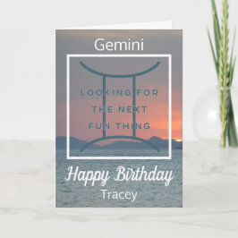 Gemini Zodiac Fun Quote in Blue and White Birthday Kaart