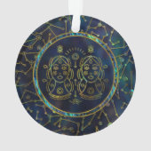 Gemini Zodiac Gold Abalone op constellatie Ornament (achterkant)