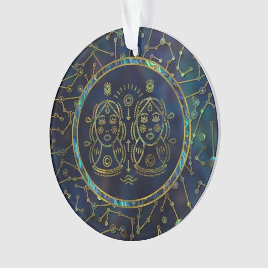 Gemini Zodiac Gold Abalone op constellatie Ornament (voorkant)