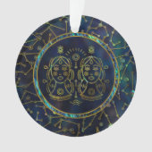 Gemini Zodiac Gold Abalone op constellatie Ornament (voorkant)