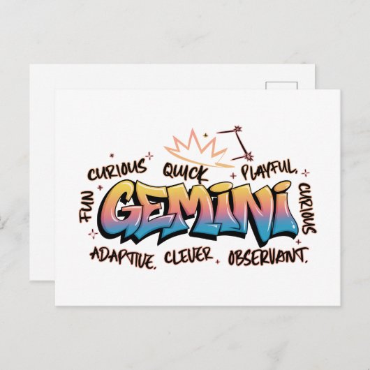Gemini Zodiac  Graffiti  Briefkaart (Voorkant / Achterkant)