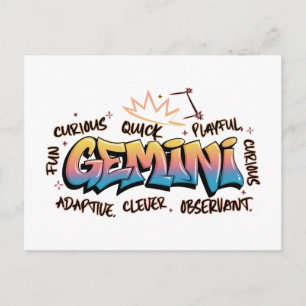 Gemini Zodiac Graffiti Briefkaart