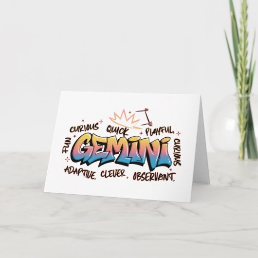 Gemini Zodiac  Graffiti  Kaart (Voorkant)