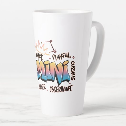 Gemini Zodiac Graffiti Latte Mok (Rechterhoek)