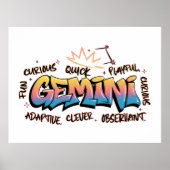 Gemini Zodiac  Graffiti  Poster (Voorkant)