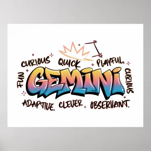 Gemini Zodiac Graffiti Poster (Voorkant)