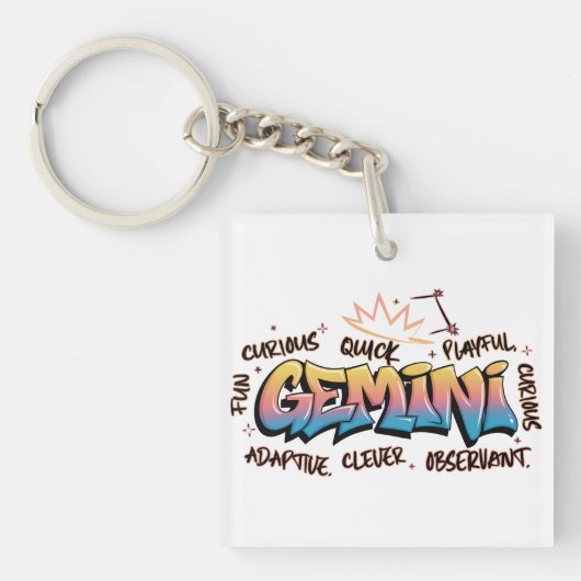 Gemini Zodiac Graffiti Sleutelhanger (voorkant)