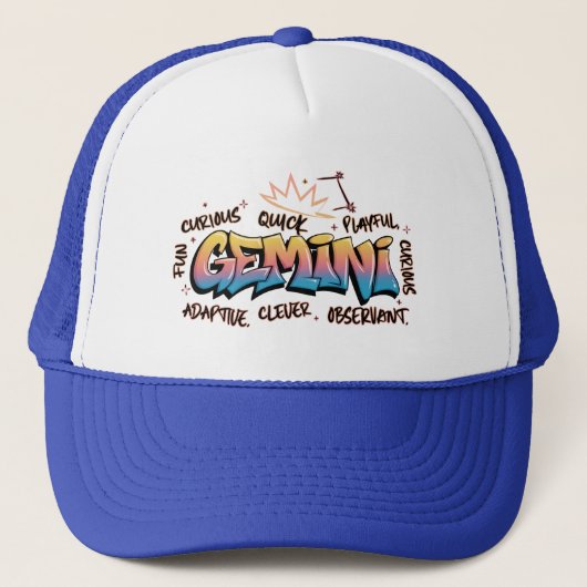 Gemini Zodiac Graffiti Trucker Pet (Voorkant)