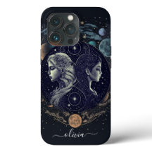 Gemini zodiac Hoesje-Mate iPhone case: zwart en go
