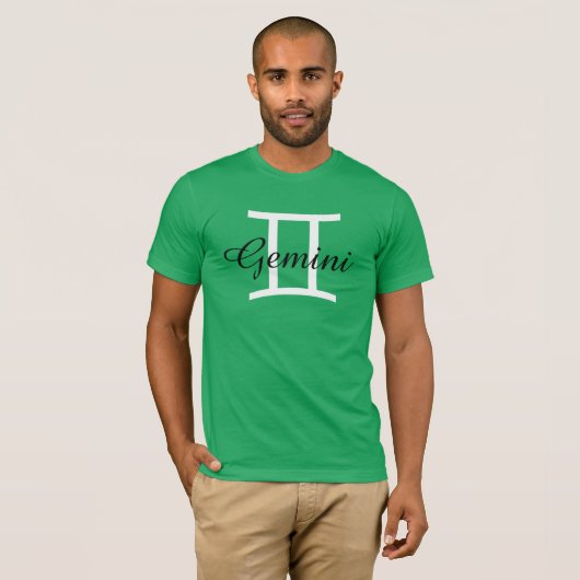 Gemini Zodiac Horoscope Sign Mannen Green T-shirt (Voorkant volledig)