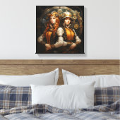 Gemini Zodiac Kunst Canvas Afdruk (Insitu (Slaapkamer))