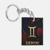 Gemini Zodiac Luxe Hemellich Astrologie Cadeau Sleutelhanger (Voorkant Links)